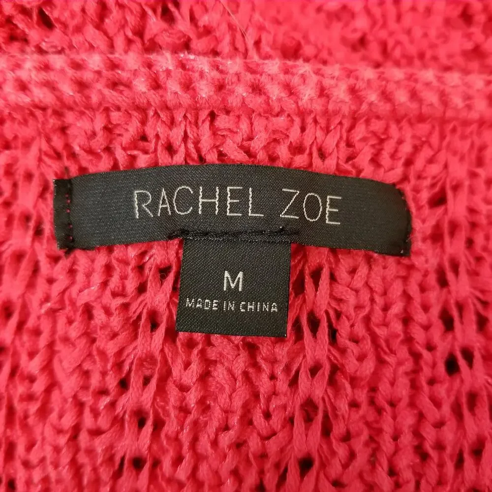 Rachel Zoe Karla Open Knit Long Sleeve Sweater Red Size M Medium